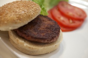 The first hamburger grown from stem cells, made by scientists at Maastricht University (Photo credit: David Parry/PA, <a href="http://culturedbeef.net/home/">Cultured Beef</a>)