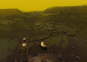 The surface of Venus, in a photo taken by the Venera 12 lander in 1978 before melting in the planet's extreme heat and acidic rain. Venus, once habitable, was destroyed by a runaway greenhouse effect, a similar process to that climate scientists fear for Earth's future. (Source: <a href="http://mentallandscape.com/C_CatalogVenus.htm">Don P. Mitchell</a>)