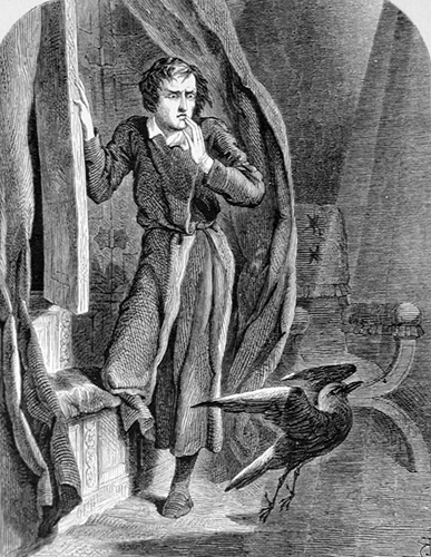 Edgar Allen Poe's "The Raven" as illustrated by John Tenniel (1858)